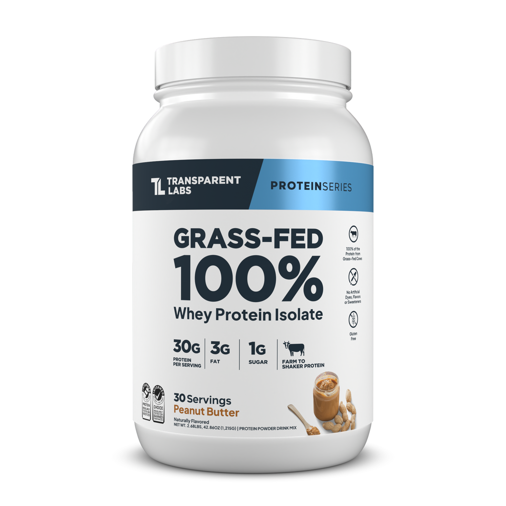 Transparent Labs Grass-Fed Whey Protein Isolate, Peanut Butter, 2LB container